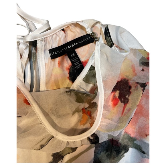 White House Black Market Floral Chiffon Top Size XS - Picture 5 of 6